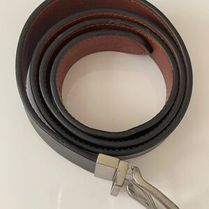 Polo Ralph Lauren Black Leather Belt with Silver Buckle